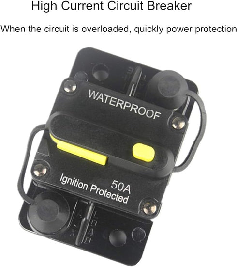 50 Amp Circuit Breaker 12V- 48V DC Manual Reset Fuse for Trolling Motor Rv Marine Boat Vehicles System Protection Waterproof (50A)...