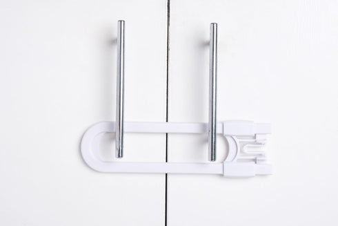 Sliding Cabinet Locks Baby Proofing – Adjustable Child Safety Latches for Knobs & Handles – 10 Pack – No Adhesive Drilling or Tools - White...