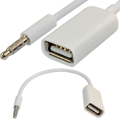 3.5mm Male AUX Audio Plug Jack to USB 2.0 Female Converter Cable Cord EN...