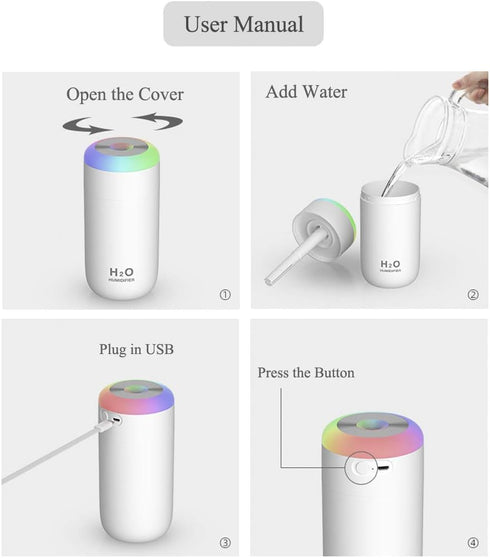 Plant Humidifier, 350ml USB Mini Humidifier for Plants, Small Plant Humidifier with Night Light, Cool Mist Humidifier Baby, Plant Humidifier indoo...