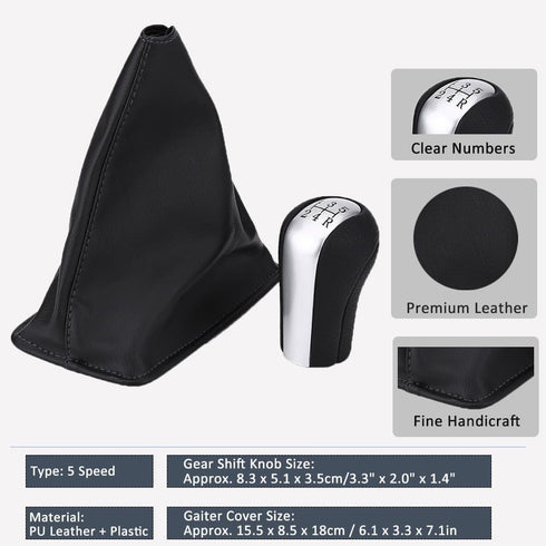 5 Speed Stick Shift Boot Gear Knob PU Leather Stick Shift Boot Cover for Corolla 1998-2009...