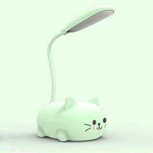 LED Kids Lamp, Mini Cat Table Lamp, Portable LED Night Light, Cute Desk Lamp, Foldable USB Rechargeable Reading Light Children's Bedroom (Green)...