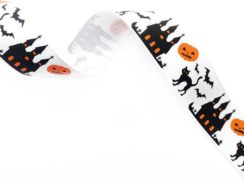 1'' x 25Yards Halloween Wired Edge Ribbon Halloween Handmade DIY Heat Transfer Ribbon Threaded Belt Ribbed Ribbon Satin Ribbon Holiday Decoration ...