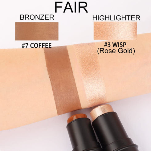 evpct 2Pcs Cream Contour Foundation Stick for Neutral Skin Highlighter & Bronzer Pen Face Brightens & Shades Pencil Highlighting Shade Longwear Ma...