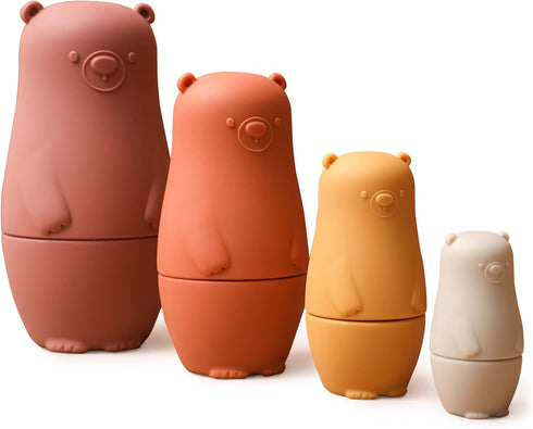 OESSUF Russian Nesting Dolls for Kids Silicone Easter Toys Matryoshka Doll Montessori Educational Toy Bears Stacking Nesting Doll Toys for Toddler...