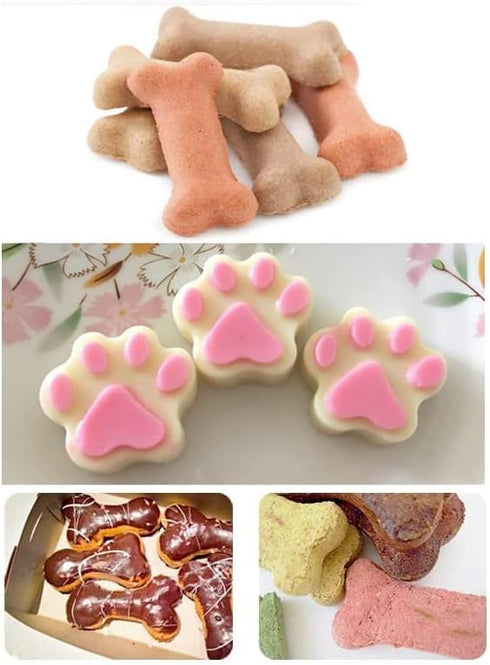 Silicone Molds Puppy Dog Paw and Bone, Non-Stick Food Grade Silicone Molds for Chocolate, Candy, Jelly, Ice Cube, Dog Treats, Cupcake Baking Mould...