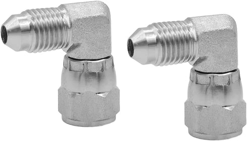 (2-PACK) 6500-04-04 Hydraulic Hose Adapter Fitting 1/4" Male JIC 37° Flare (7/16-20 UNF) × 1/4" Female JIC 37° Swivel Nut (7/16-20 UNF) 90° Elbow ...