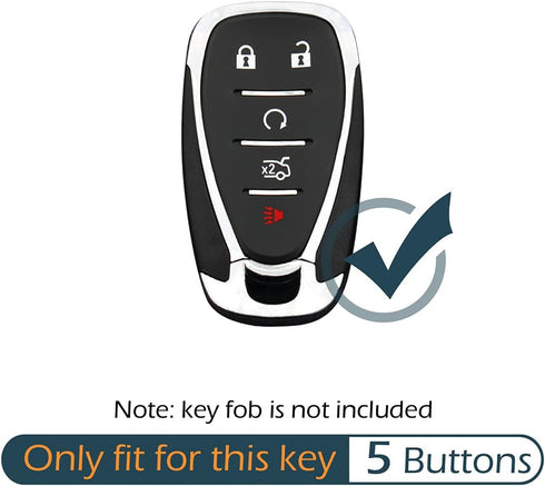 GFDesign 2 Pcs Silicone 5 Buttons Key Fob Cover Remote Case Keyless Protector Compatible with 2016-2020 Chevrolet Chevy Malibu Camaro Cruze Equino...