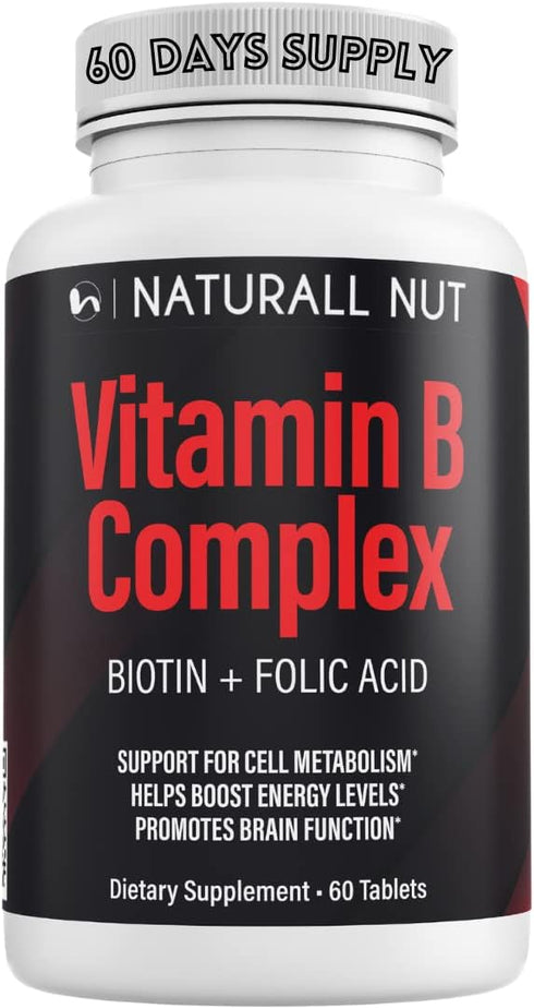 High Potency Vitamin B Complex Vitamin Supplement - B1 B2 B3 B5 B6, Biotin B7, Folic Acid Folate B9 & B12 Vitamins - Complejo b para Mujer - 60 Ta...