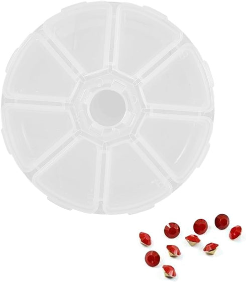 Clear 8 Compartment Round Jewelry Bead Storage Organizer, Portable Nail Storage Container 8 Grids Empty Nail Art Container Case Box Rhinestones Co...