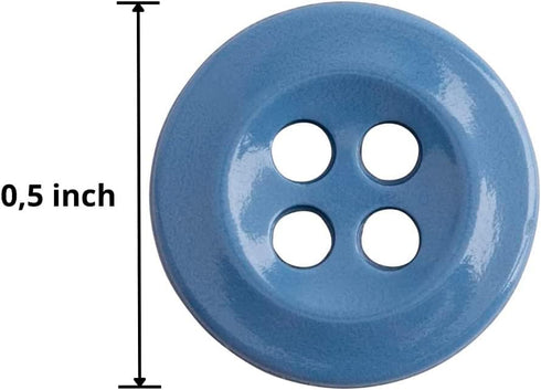 Light Blue Buttons 20L Button 4 Hole Button for Sewing 12.5mm Round Button 0.5 inch Plastic Buttons for Craft Heavy Duty Buttons Shirt Buttons Blo...