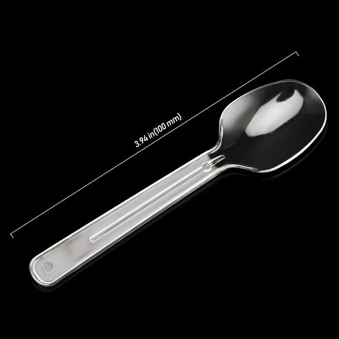 200 Pack 4 Inch Clear Plastic Spoons, Mini Dessert Spoons, Transparent Small Plastic Teaspoon Tableware for Kitchen, Party, Dessert Station...