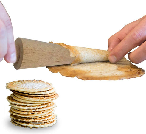 O'Creme Pizzelle Roller/Krumkake Cone/Ice Cream Cone Mold, 9.25 Inches Strong and Smooth - Beechwood...