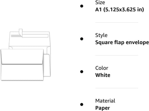100 Pack A1 White Paper Envelopes Self Sealing Adhesive Perfect for Weddings, RSVP, Invitations, Baby Shower,Greeting Cards,Announcements, Thank Y...