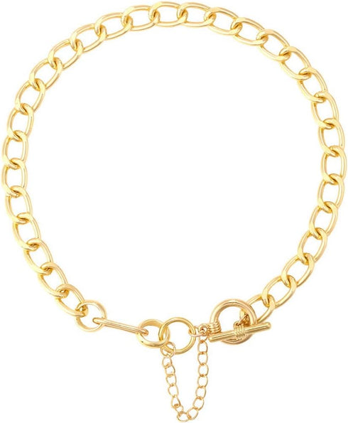 14K Gold Plated Chunky Chain Link Choker Necklace for Women,Statement Cuban Chain Link Paperclip Necklace,Simple Toggle Thick Chain Necklace Trend...