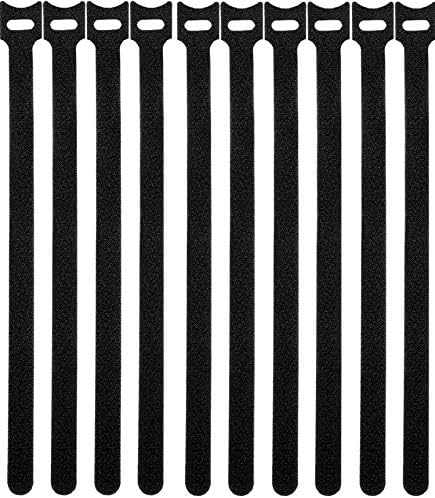 50 Pcs Reusable Fastening Cable Ties, Microfiber Cloth 12 Inch Hook and Loop Cord Ties, Black...