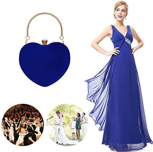Women Heart Shape Clutch Purse Velvet Shoulder Bag Evening Handbags...