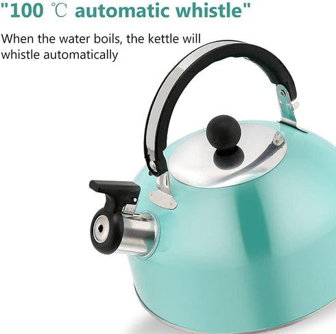 3L Stainless Steel Whistling Camping Kettle,Lightweight Teapot, Cooker Stove Gas Electric Induction Hob Kitchen Essential, Camping Trips Hiking Co...