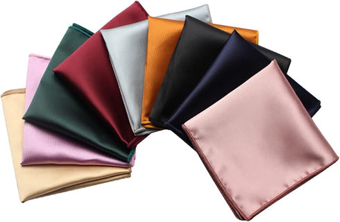 10 Pcs Mens Pocket Squares Satin Handkerchiefs Colorful Hankies Solid Color Pocket Squares Suit Pocket Handkerchiefs...