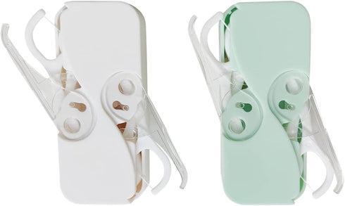 2pcs Portable Floss Dispenser Travel Floss Portable Cases, Automatic Dental Refillable Floss Stick Organizer for Cleaning Teeth and Oral Care...