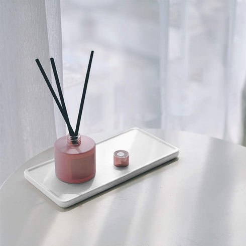 Bathroom Sink Organizer - Ceramic Kitchen Tray, Small Rectangle Candle & Jewelry Tray - White...