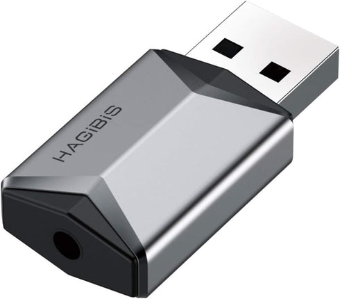Hagibis USB External Sound Card Adapter Alloy 2 in 1 USB to 3.5mm AUX TRRS Headphone and Microphone Jack Audio Adapter Mic Stereo Sound Card for W...