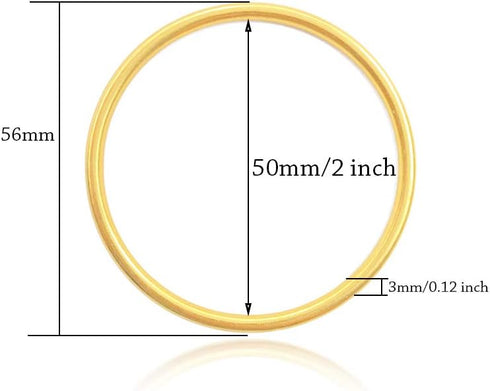 Mulutoo 12 Pcs 2 inch Gold Metal Hoop Ring Seamless Macrame Ring DIY Accessories Hardware Bags Ring Dream Catcher and Crafts O Ring Round Wire for...