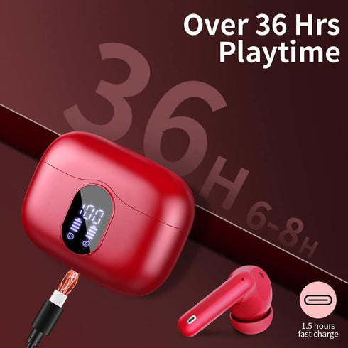 Wireless Earbuds Bluetooth 5.3 Headphones Bass Stereo Ear Buds with Noise Cancelling Mic LED Display in Ear Earphones IP7 Waterproof 36H Playtime ...