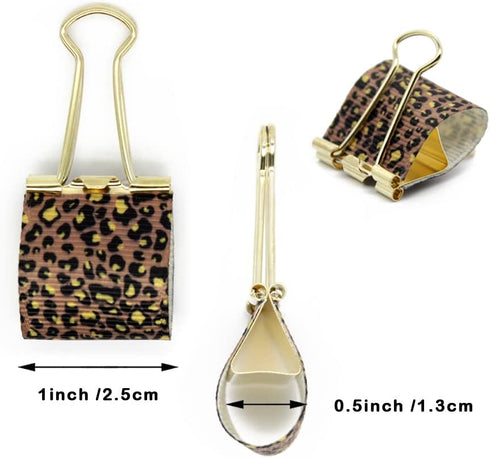 Cute Binder Clips for Women 1 Inch Fun Medium Leopard Print Binder Clip 4 Pcs Paper Clips Home Office Supplies...