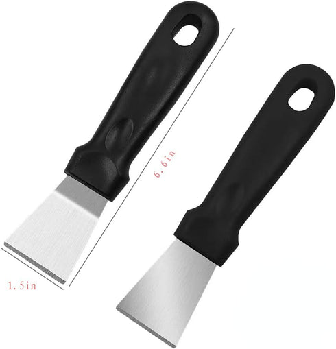 Metal Paint Scraper & Spatula tool QIANBEIY Stainless Steel Pan Scraper,Small Utility Cleaning Stiff Scraper for Window Recesses Floor and wallpap...