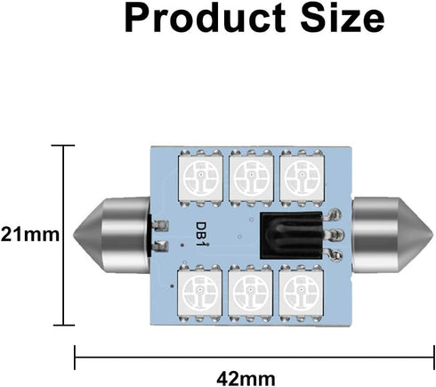 578 LED Bulb 41mm 42mm 212-2 211-2 578 Festoon LED Bulbs 16 Colors RGB with Remote Control Replacement for Map Dome License Plate Courtesy Lights ...
