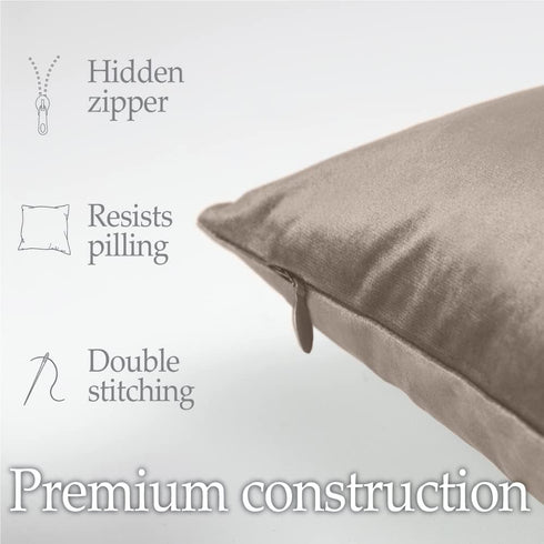 lalaLOOM Velvet Throw Pillow Covers, Set of 2, 18x18 Decorative Square Pillows Home Decor, Soft Accent Cases, Silky Machine Washable Pillowcases f...