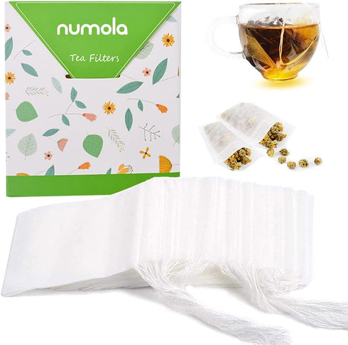 Numola 100Pcs Disposable Tea Bags for Loose Leaf Tea, Empty Tea Bags Natural Material Seal Tea Infuser Bag, Tea Infuser Sachets with Drawstring He...
