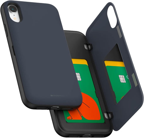 GOOSPERY iPhone XR Wallet Case with Card Holder, Protective Dual Layer Bumper Phone Case - Black...