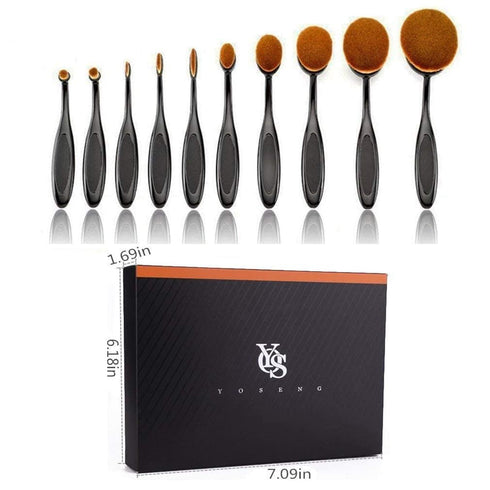 Yoseng Oval Makeup Brushes Set 10 Pcs Professional Oval Toothbrush Foundation Contour Concealer Eyeliner Blending Cosmetic Brushes Tool Set-With B...