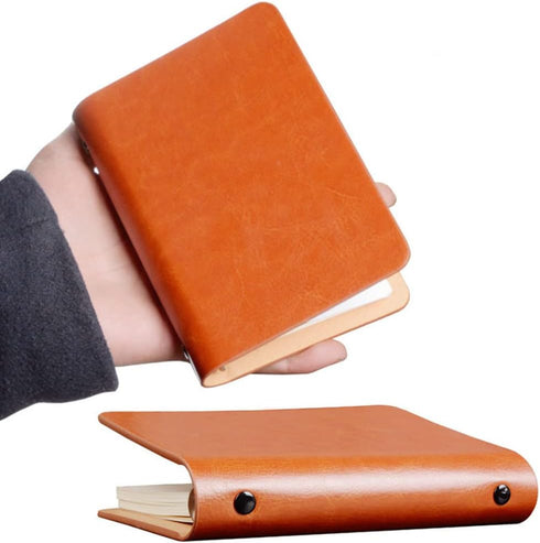 2-Pack 6 Ring Binder Cover, leather A7 Binder Notebook Cover Refillable Loose Leaf Round Ring Personal Journal with Insert 50 Sheets Paper ?Mini P...