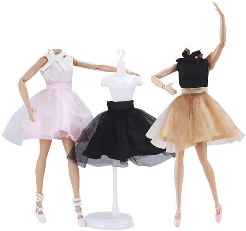 E-TING 3 Sets Ballerina Doll Clothes Chiffon Ballet Outfits Dance Dress Tutu Skirt with 3 Ballet Shoes for 11.5 Inch Girl Dolls...