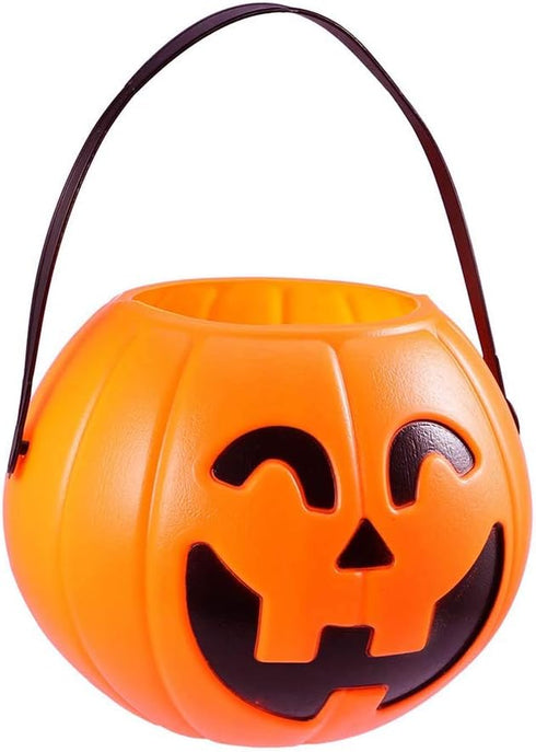 17cm Halloween Portable Pumpkin Bucket Trick or Treat Pumpkin Candy Pail Holder 2 Pieces...