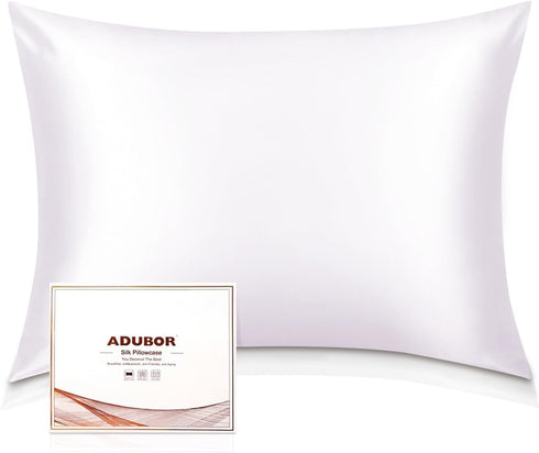 Adubor Silk Pillowcase - Mulberry Silk Pillow Case, 23 Momme 6A Grade Fibers, 900 Thread Count, Silk Pillow Cases for Hair and Skin Health, with H...