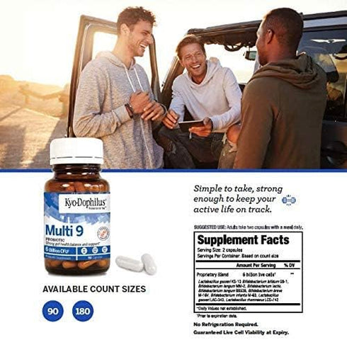 Kyolic Kyo-Dophilus Multi 9 Probiotic, for Strong Gut Health Balance and Support, 90 Capsules Total...