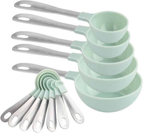 COOK WITH COLOR Measuring Cups Set and Measuring Spoon Set, Stainless Steel Handles, Nesting Kitchen Measuring Set, Liquid Measuring Cup Set, 12 P...