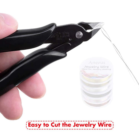 Jewelry Wire, Anezus Jewelry Making Tools Kit with 6 Rolls 24 Gauge Beading Wire and Craft Cutter Pliers for Jewelry Making Repair Supplies and Cr...