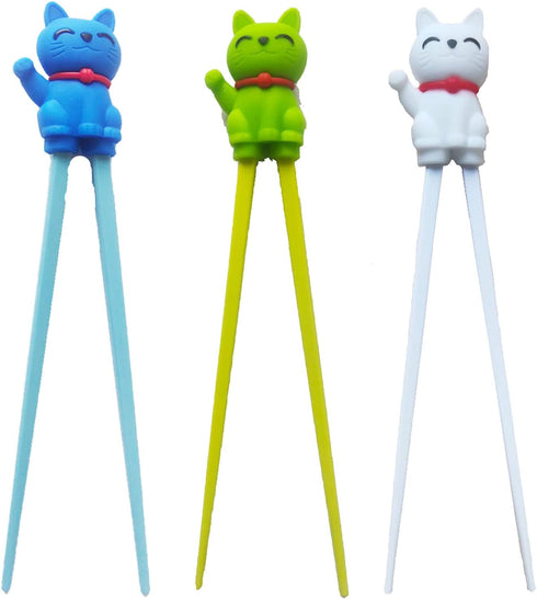 Cute Tableware Learning Training Helper Chopsticks for Kid Beginner Adult (3pcs, Lucky cat)...