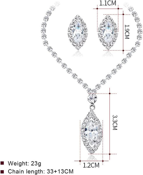 Bride Simple Crystal Necklace Earrings Set Women Bridal Wedding Jewelry Sets Rhinestone Choker Necklace Prom Jewelry Set for Women (Silver 3)...