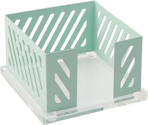 NatSumeBasics Sticky Note Holder Mint Green Metal Post a It Note Holder 3.5 x 3.5 Clear Acrylic Base Cube Dispenser for Desk Organizers Accessorie...