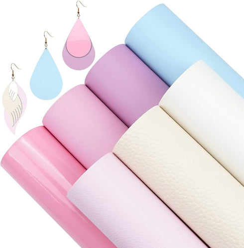 Litchi 7 Pack 8x12 Inch Faux Leather Sheets for Bow Earring, Easy to Cut Vinyl Fabric for Cricut, Durable Fade Resistant Leatherette Without Smell...