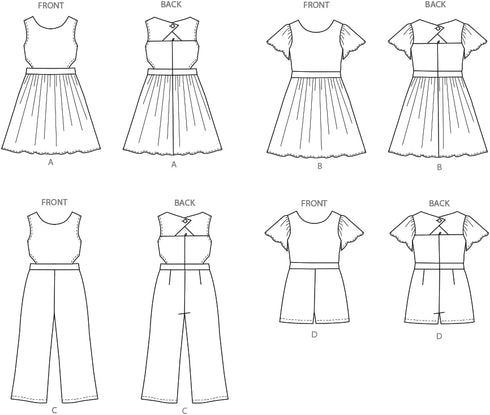 Butterick Easy to Make Girls' Dress, Jumpsuit and Romper Sewing Pattern Packet, Design Code S9127, Sizes 7-8-10-12-14, Multicolor...