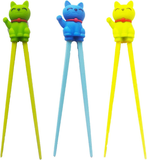 Cute Tableware Learning Training Helper Chopsticks for Kid Beginner Adult (3pcs, Lucky cat)...