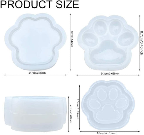 FineInno 3 Packs Cat Paw Resin Mold Jewelry Storage Box Silicone Molds Crystal Epoxy Mold Cute Casting Mold Earring Rings Organizer Case Container...