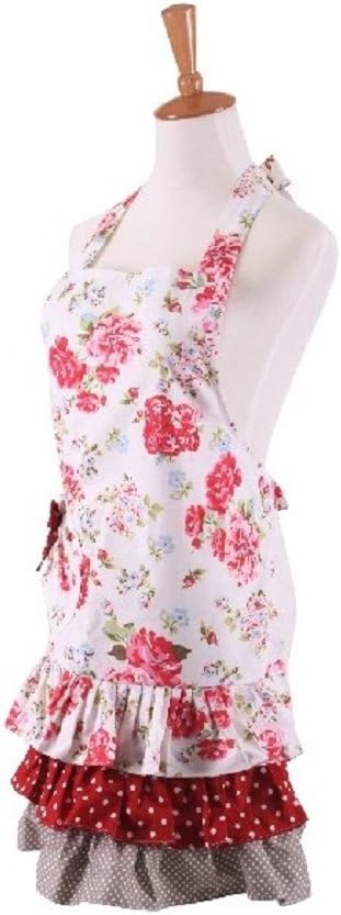 Women's Cotton Floral Apron with Pockets, Adjustable Long Ties for Kitchen Cooking, Baking and Gardening,29x21inch...